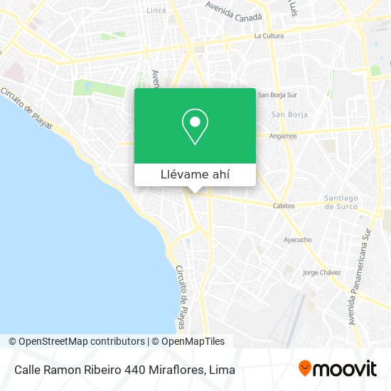 Mapa de Calle Ramon Ribeiro 440  Miraflores