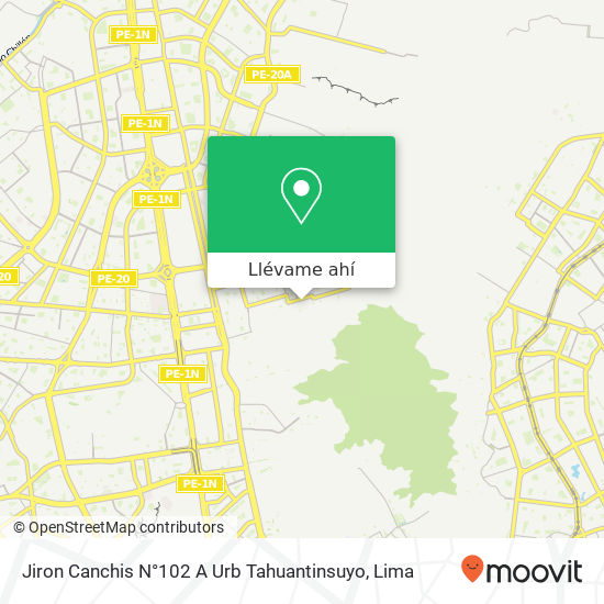 Mapa de Jiron Canchis N°102   A   Urb  Tahuantinsuyo