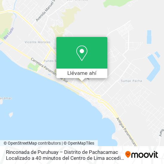 Mapa de Rinconada de Puruhuay – Distrito de Pachacamac   Localizado a 40 minutos del Centro de Lima accedie