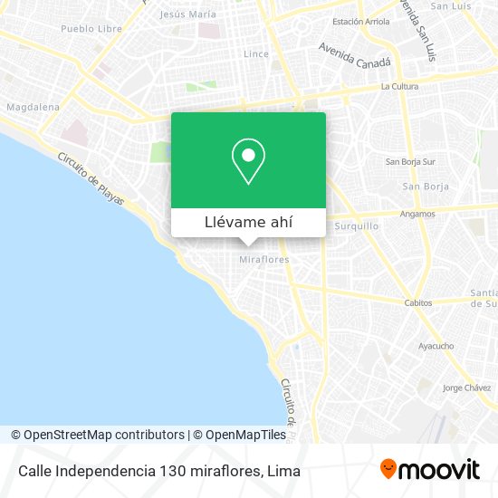Mapa de Calle Independencia 130 miraflores