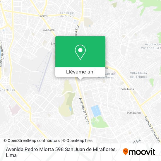 Mapa de Avenida Pedro Miotta 598 San Juan de Miraflores