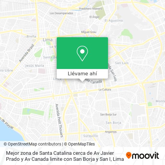 Mapa de Mejor zona de Santa Catalina  cerca de Av  Javier Prado  y Av  Canada  limite con San Borja y San I