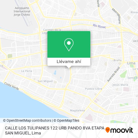Mapa de CALLE LOS TULIPANES 122  URB  PANDO 8VA  ETAPA   SAN MIGUEL