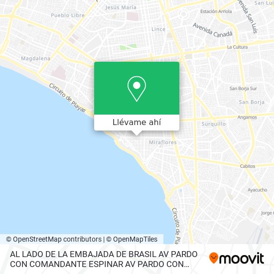 Mapa de AL LADO DE LA EMBAJADA DE BRASIL  AV  PARDO CON COMANDANTE ESPINAR AV  PARDO CON COMANDANTE ESPINAR