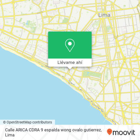 Mapa de Calle ARICA CDRA 9  espalda wong ovalo gutierrez