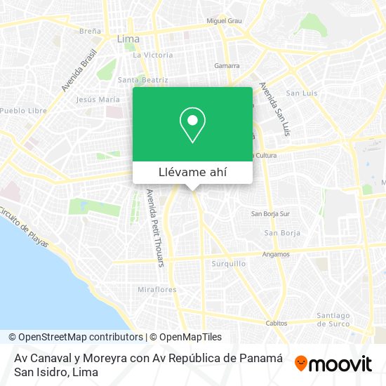 Mapa de Av  Canaval y Moreyra  con Av  República de Panamá   San Isidro