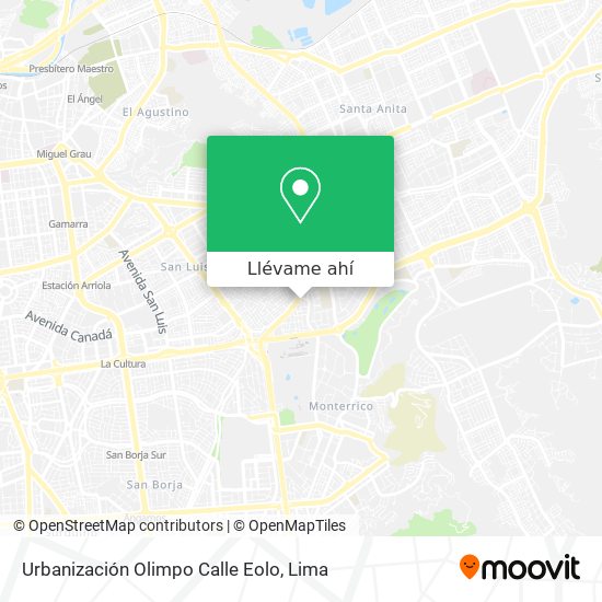 Mapa de Urbanización Olimpo Calle Eolo