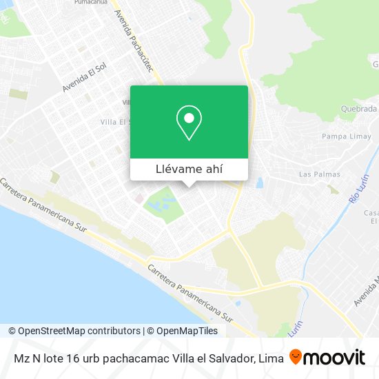 Mapa de Mz N lote 16 urb  pachacamac Villa el Salvador