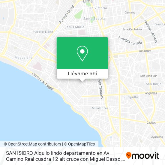 Mapa de SAN ISIDRO   Alquilo lindo departamento en Av  Camino Real cuadra 12  alt  cruce con Miguel Dasso
