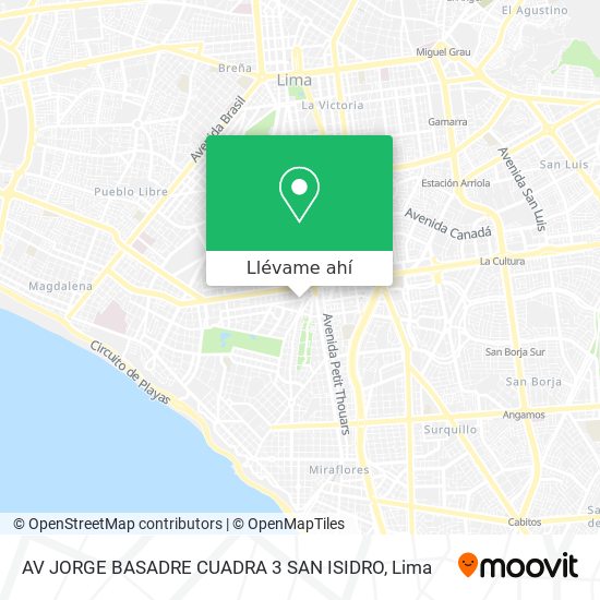 Mapa de AV  JORGE BASADRE CUADRA 3   SAN ISIDRO