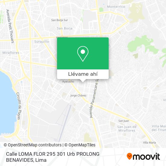 Mapa de Calle LOMA FLOR 295   301 Urb  PROLONG  BENAVIDES