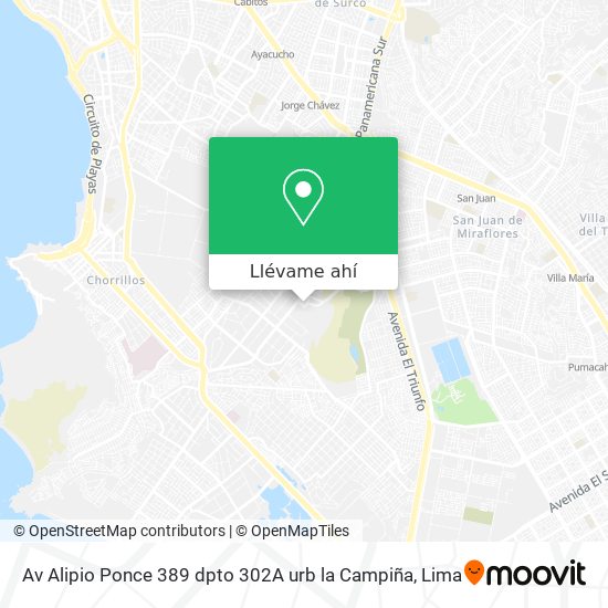 Mapa de Av  Alipio Ponce 389 dpto 302A urb  la Campiña