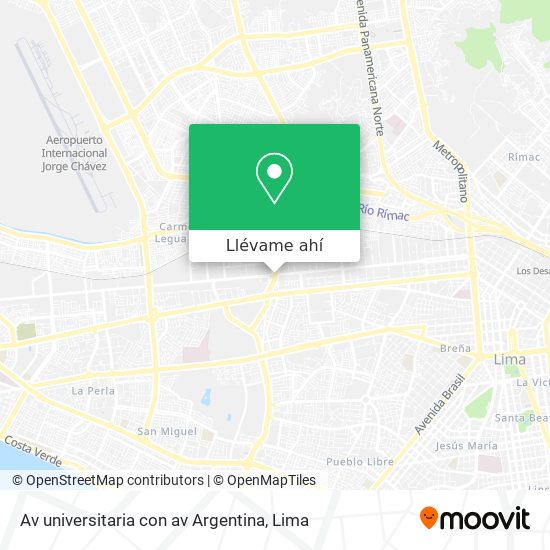 Mapa de Av  universitaria con av  Argentina