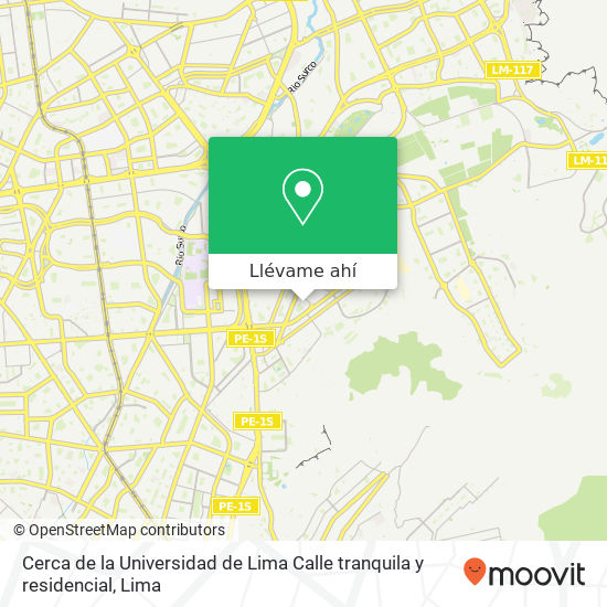 Mapa de Cerca de la Universidad de Lima  Calle tranquila y residencial