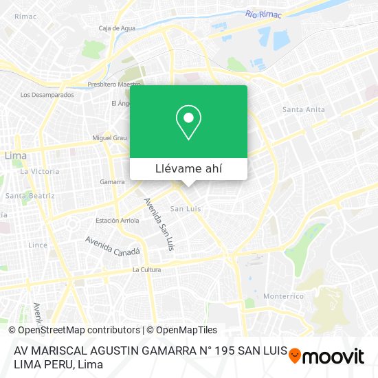 Mapa de AV  MARISCAL AGUSTIN GAMARRA N° 195  SAN LUIS  LIMA   PERU