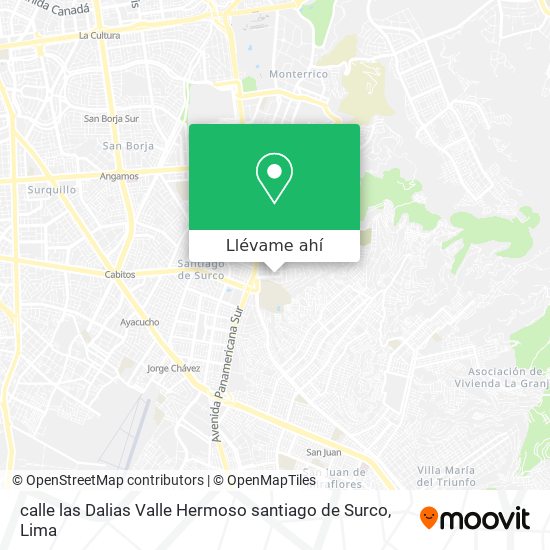Mapa de calle las Dalias  Valle Hermoso  santiago de Surco