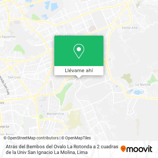Mapa de Atrás del Bembos del Ovalo La Rotonda  a 2 cuadras de la Univ  San Ignacio   La Molina