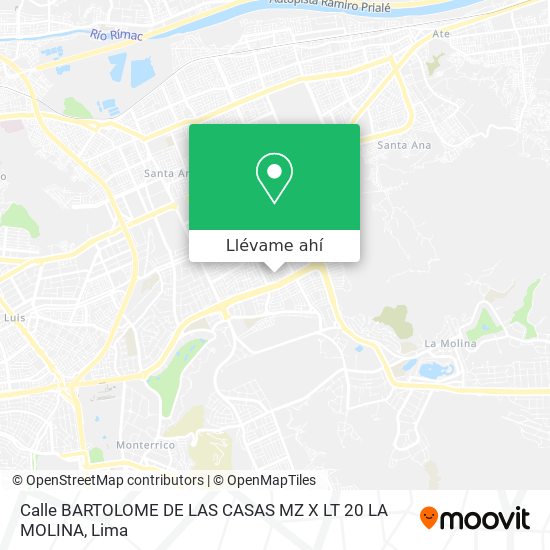 Mapa de Calle BARTOLOME DE LAS CASAS MZ X LT 20 LA MOLINA