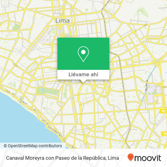 Mapa de Canaval Moreyra con Paseo de la República
