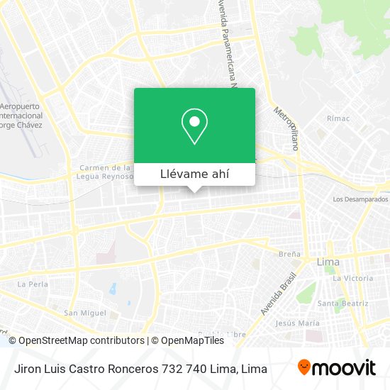 Mapa de Jiron Luis Castro Ronceros 732   740  Lima
