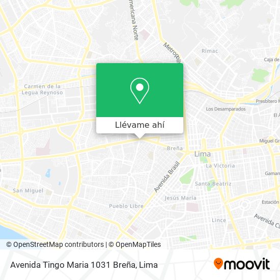 Mapa de Avenida Tingo Maria 1031 Breña