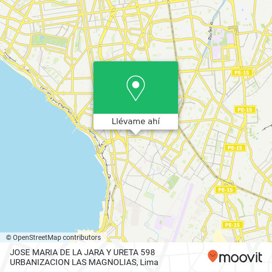 Mapa de JOSE MARIA DE LA JARA Y URETA 598  URBANIZACION LAS MAGNOLIAS