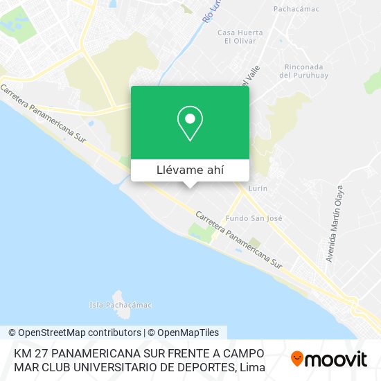 Mapa de KM 27 PANAMERICANA SUR  FRENTE A CAMPO MAR  CLUB UNIVERSITARIO DE DEPORTES