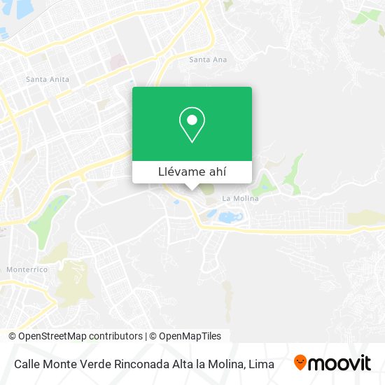 Mapa de Calle Monte Verde  Rinconada Alta  la Molina