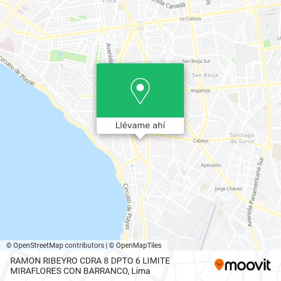 Mapa de RAMON RIBEYRO CDRA  8 DPTO  6    LIMITE MIRAFLORES CON BARRANCO