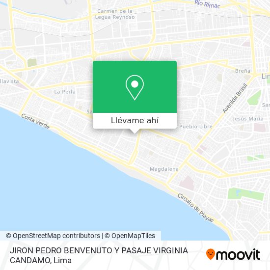Mapa de JIRON PEDRO BENVENUTO Y PASAJE VIRGINIA CANDAMO