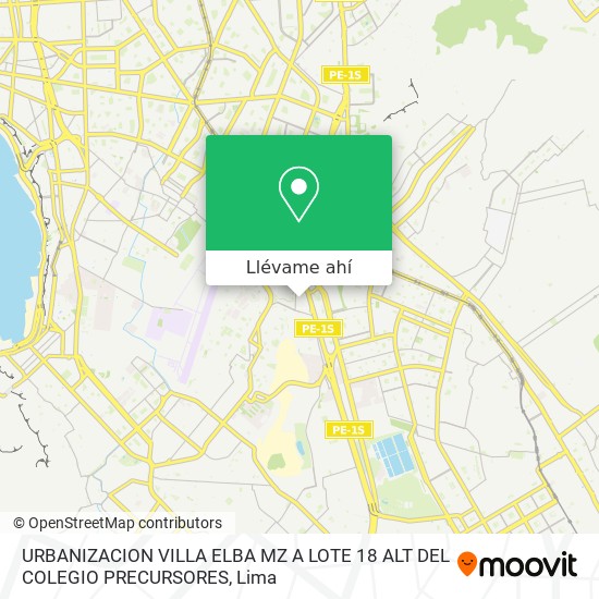 Mapa de URBANIZACION VILLA ELBA MZ A LOTE 18  ALT DEL COLEGIO PRECURSORES