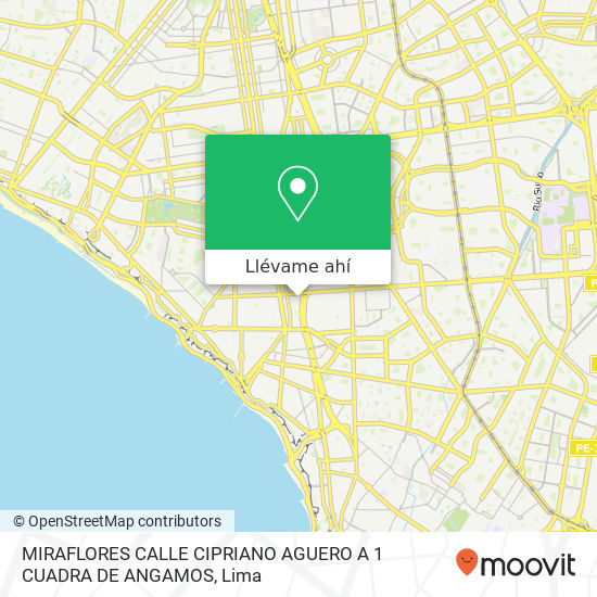 Mapa de MIRAFLORES  CALLE CIPRIANO AGUERO A 1 CUADRA DE ANGAMOS