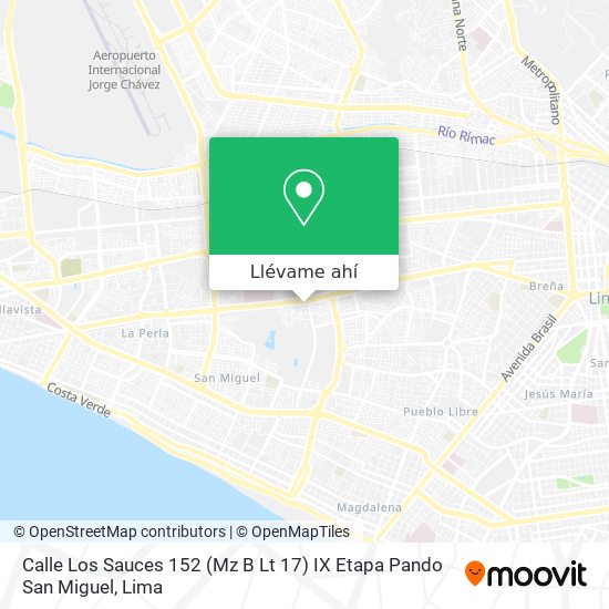 Mapa de Calle Los Sauces 152 (Mz B Lt 17)  IX Etapa   Pando  San Miguel