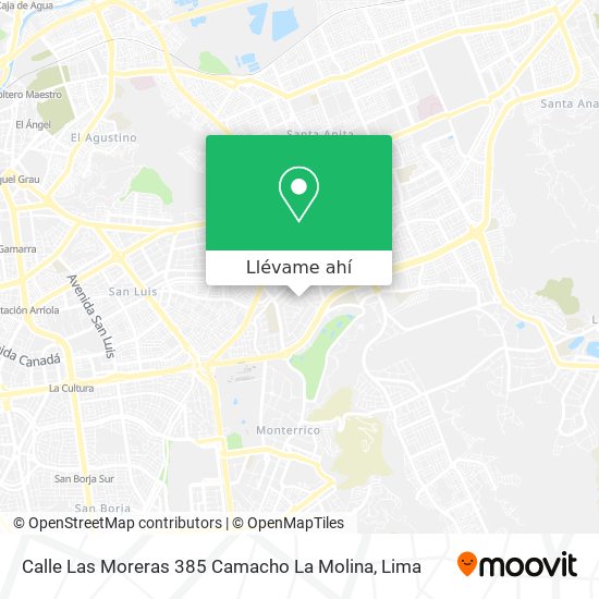 Mapa de Calle Las Moreras 385  Camacho  La Molina