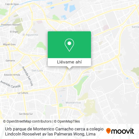 Mapa de Urb parque de Monterrico  Camacho cerca a colegio Lindcoln Rooselvet av  las Palmeras Wong