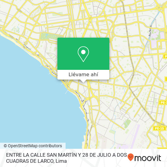 Mapa de ENTRE LA CALLE SAN MARTÍN Y 28 DE JULIO A DOS CUADRAS DE LARCO