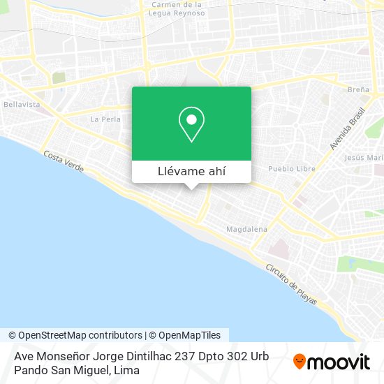 Mapa de Ave  Monseñor Jorge Dintilhac 237 Dpto 302 Urb Pando San Miguel