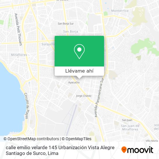 Mapa de calle emilio velarde 145  Urbanización Vista Alegre  Santiago de Surco