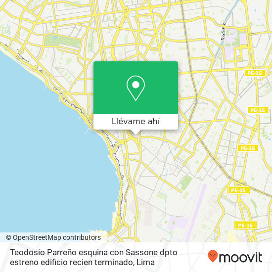 Mapa de Teodosio Parreño esquina con Sassone   dpto estreno  edificio recien terminado