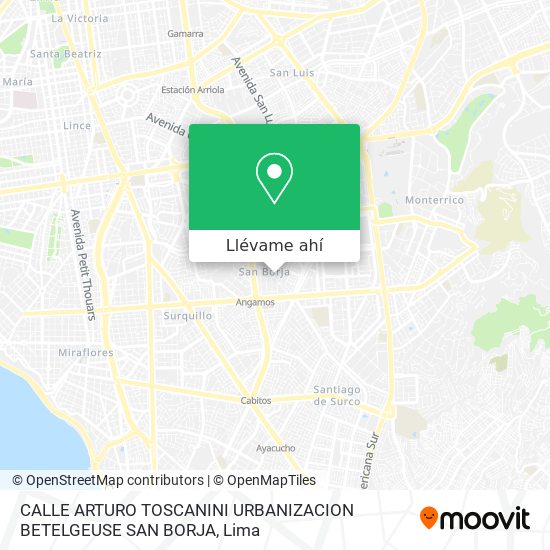 Mapa de CALLE ARTURO TOSCANINI  URBANIZACION BETELGEUSE   SAN BORJA