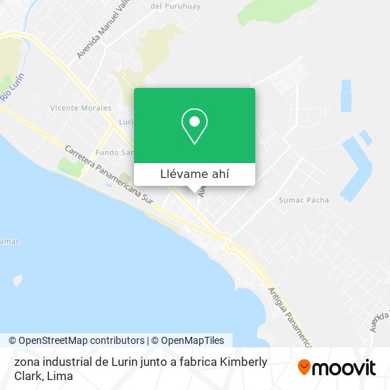 Mapa de zona industrial de Lurin junto a fabrica Kimberly Clark