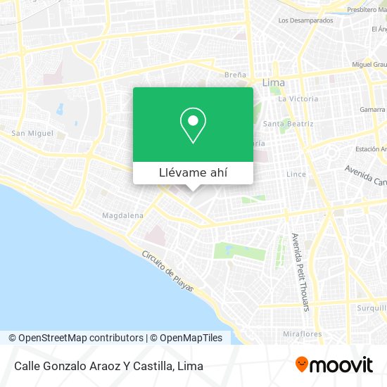 Mapa de Calle Gonzalo Araoz Y Castilla