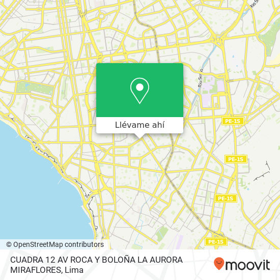 Mapa de CUADRA 12 AV  ROCA Y BOLOÑA  LA AURORA  MIRAFLORES