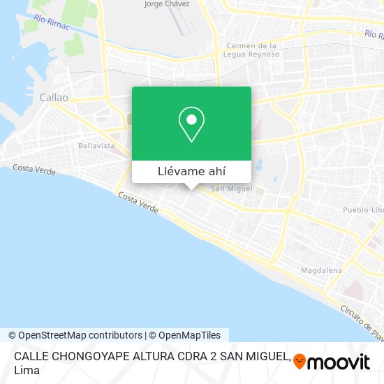 Mapa de CALLE CHONGOYAPE  ALTURA CDRA 2  SAN MIGUEL