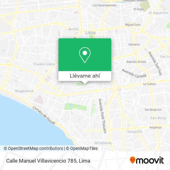 Mapa de Calle Manuel Villavicencio 785