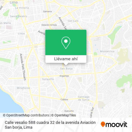 Mapa de Calle vesalio 588  cuadra 32 de la avenida Aviación San borja