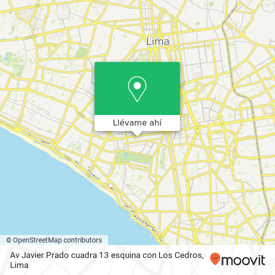 Mapa de Av  Javier Prado cuadra 13 esquina con Los Cedros