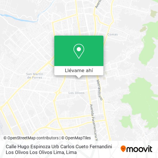 Mapa de Calle Hugo Espinoza  Urb  Carlos Cueto Fernandini  Los Olivos  Los Olivos  Lima