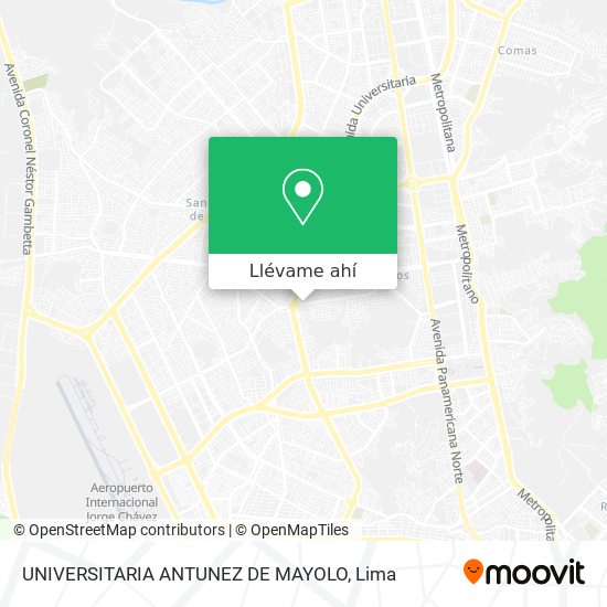 Mapa de UNIVERSITARIA   ANTUNEZ DE MAYOLO