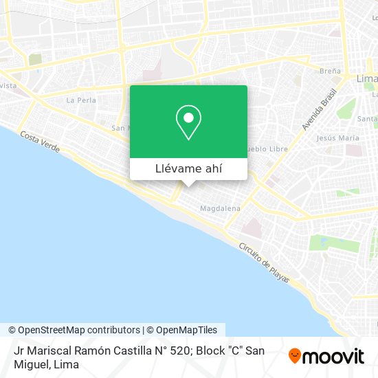 Mapa de Jr  Mariscal Ramón Castilla N° 520; Block "C"   San Miguel
